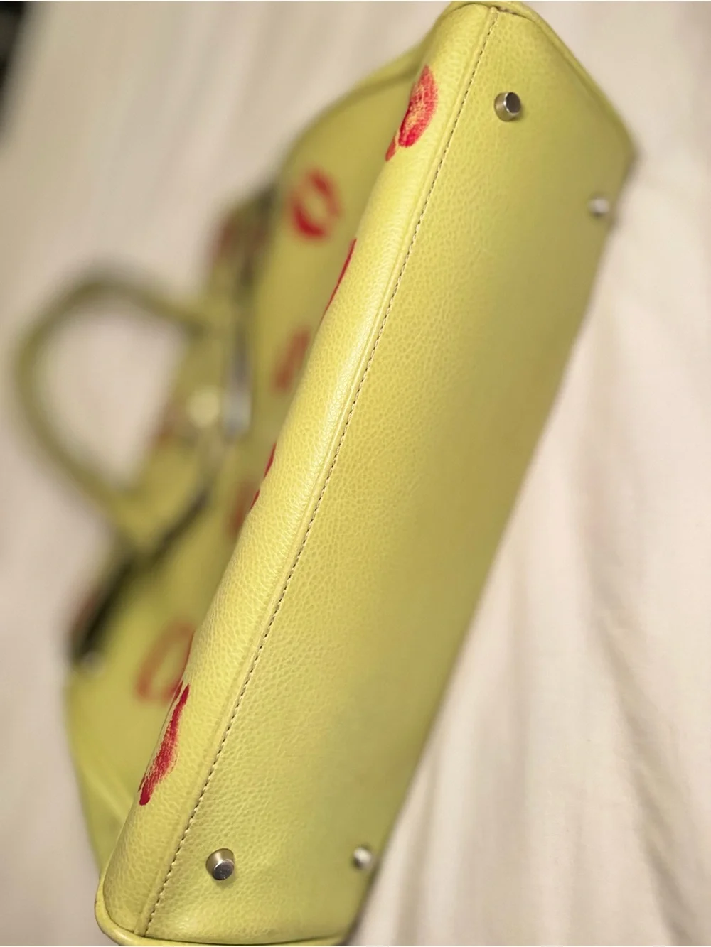 Lime Green Kiss-Print Tote Bag